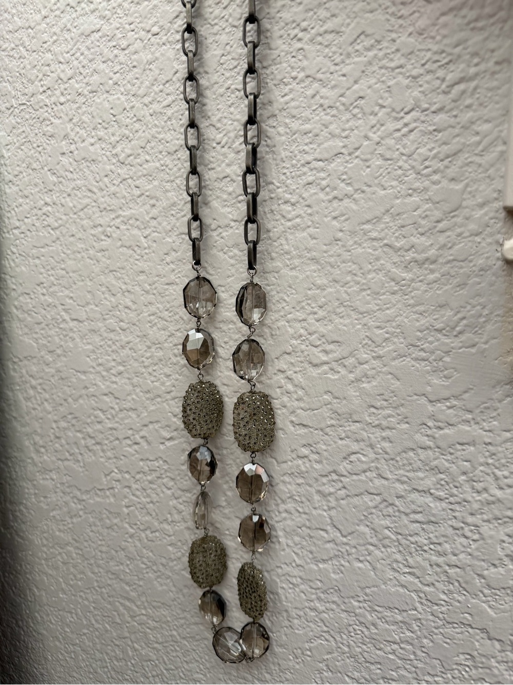 Roni Glanshay Smoky Faceted Bead and Pave Accent Necklace. Gorgeous. 30 in.